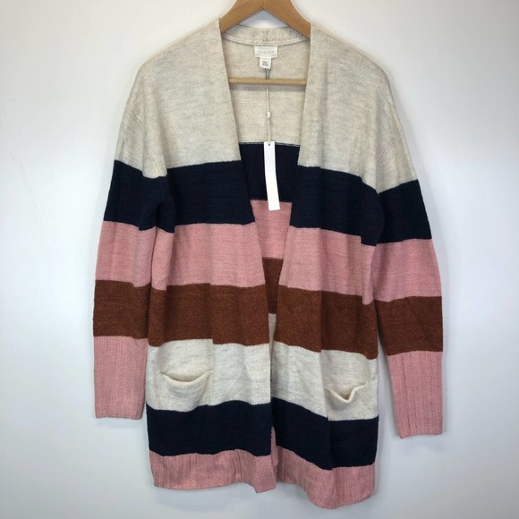 Caslon striped long cardigan sweater - medium - Picture 2 of 11